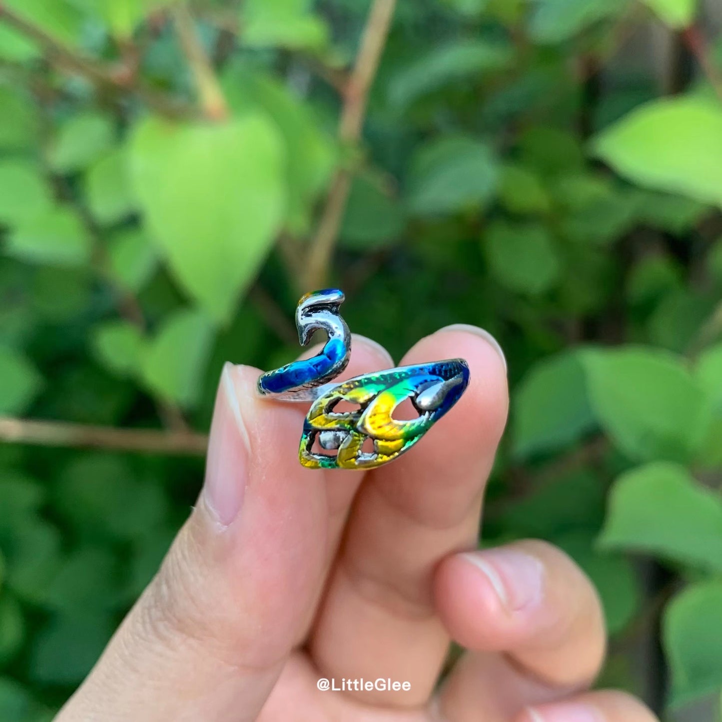 Vintage Colorful Peacock Crochet Ring for Faster Knitting