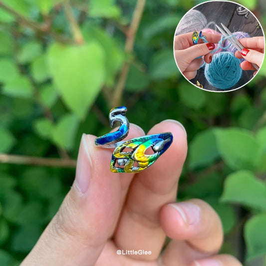 Vintage Colorful Peacock Crochet Ring for Faster Knitting