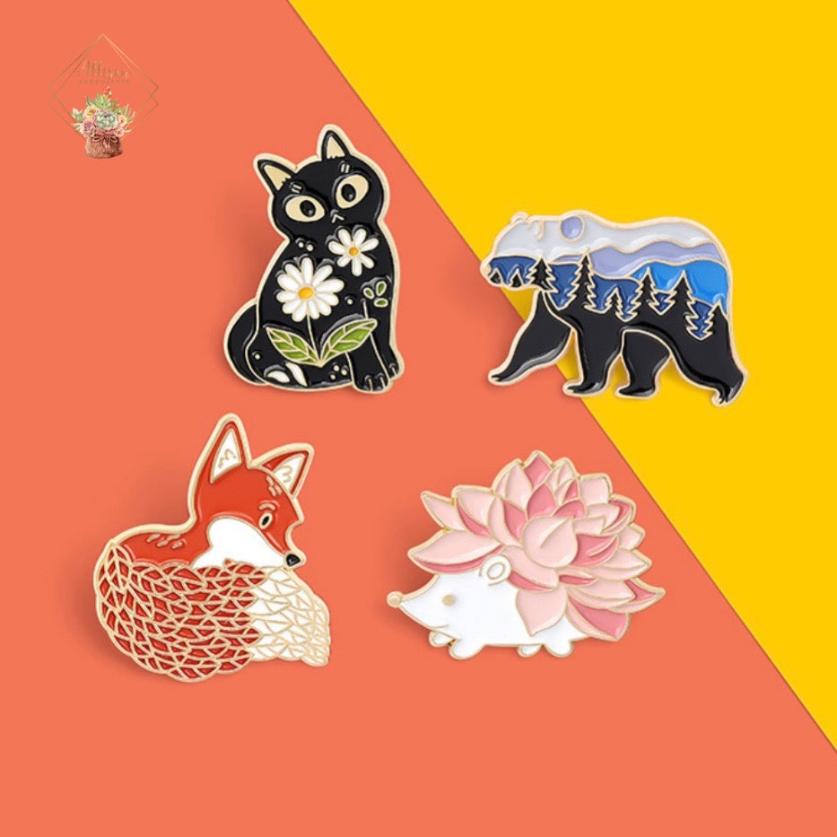 Cute 'Cat love Daisy Flower' Enamel Pin