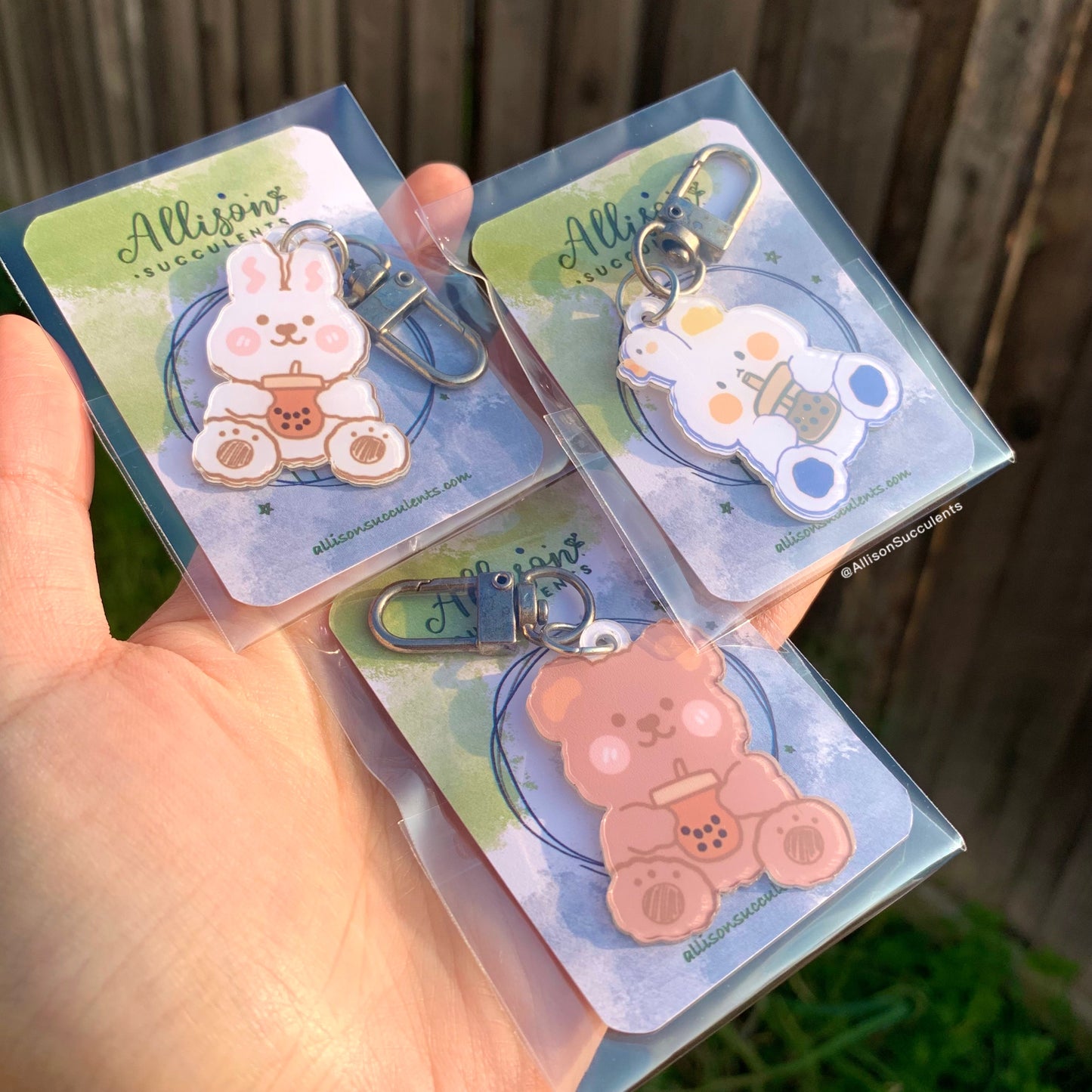 1 PCS Cute Boba Rabbit/ Bear Acrylic Keychain