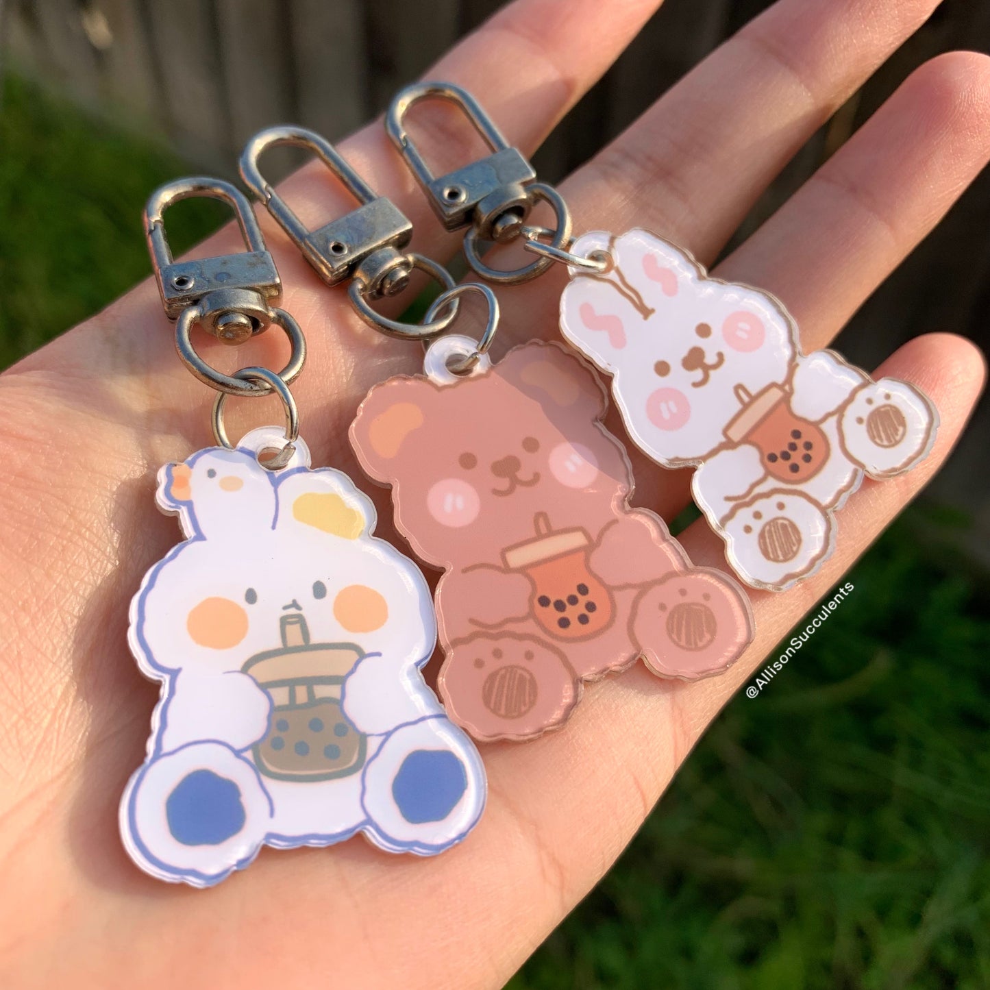 1 PCS Cute Boba Rabbit/ Bear Acrylic Keychain