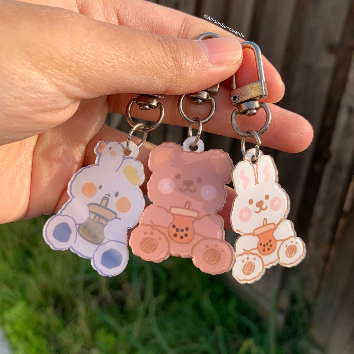 1 PCS Cute Boba Rabbit/ Bear Acrylic Keychain