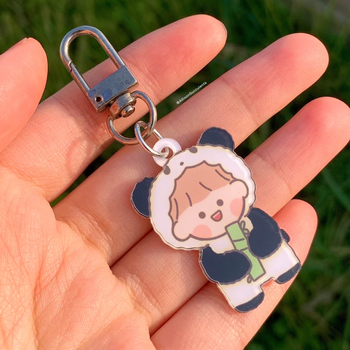 Cute “Panda Boy Loves Bamboo” Keychain