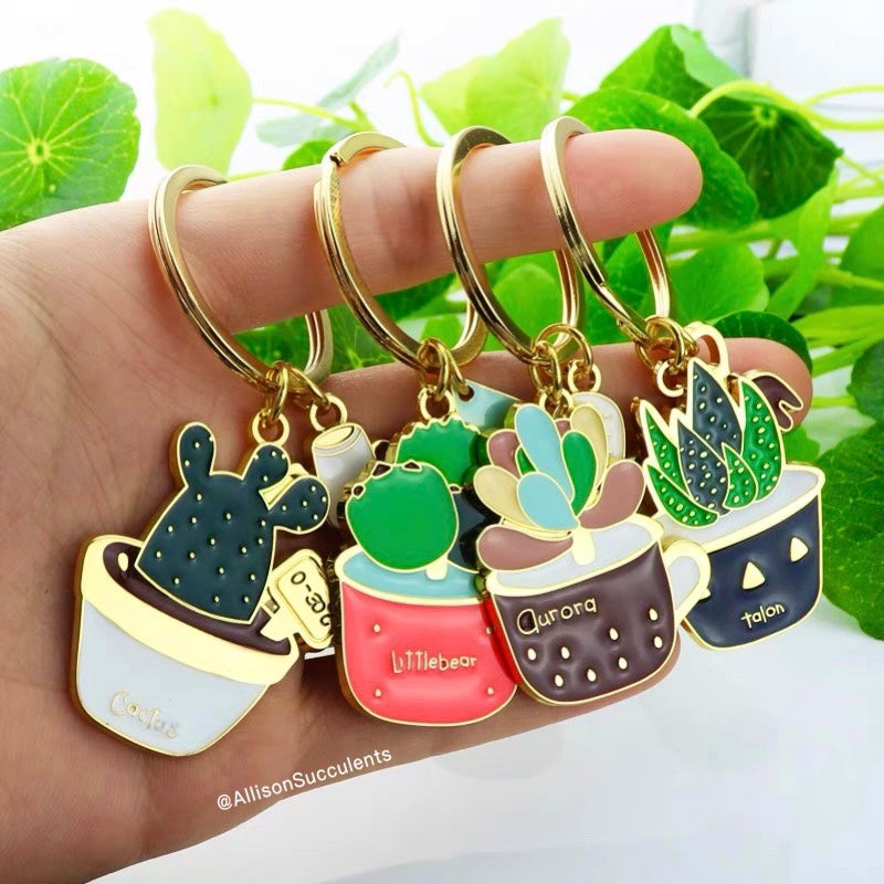 1 pcs Cute Alloy “Bear’s Paw/ Jelly Bean/ Haworthia reinwardtii/ Opuntia Cactus” Keychain (sell by name)
