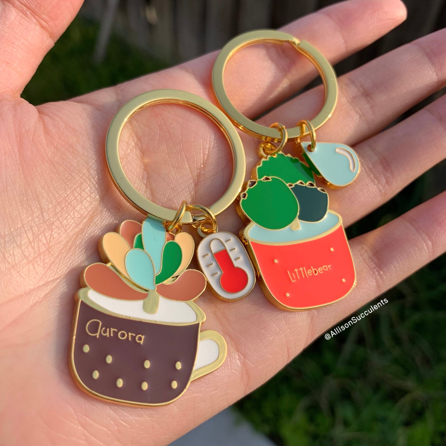 1 pcs Cute Alloy “Bear’s Paw/ Jelly Bean/ Haworthia reinwardtii/ Opuntia Cactus” Keychain (sell by name)