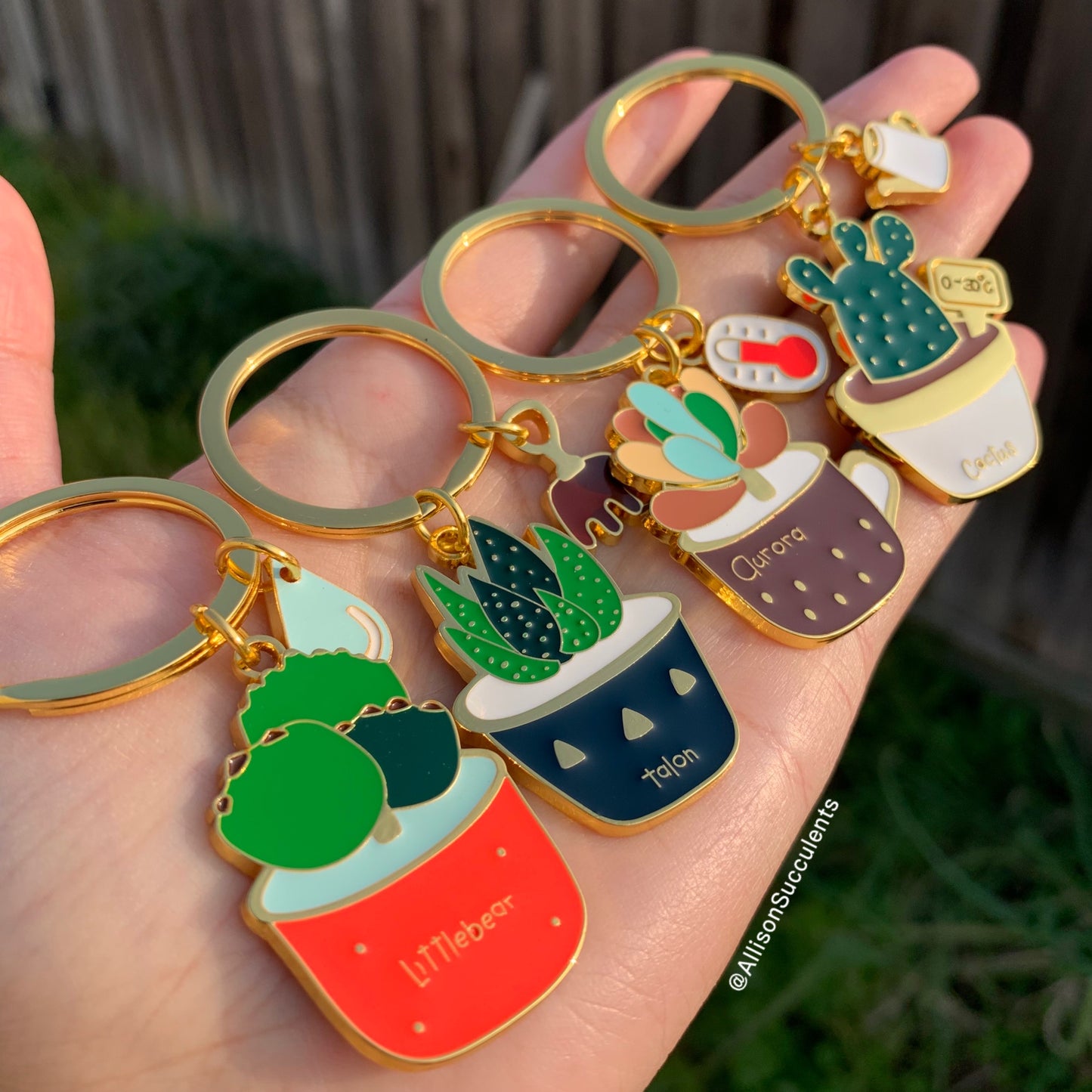 1 pcs Cute Alloy “Bear’s Paw/ Jelly Bean/ Haworthia reinwardtii/ Opuntia Cactus” Keychain (sell by name)