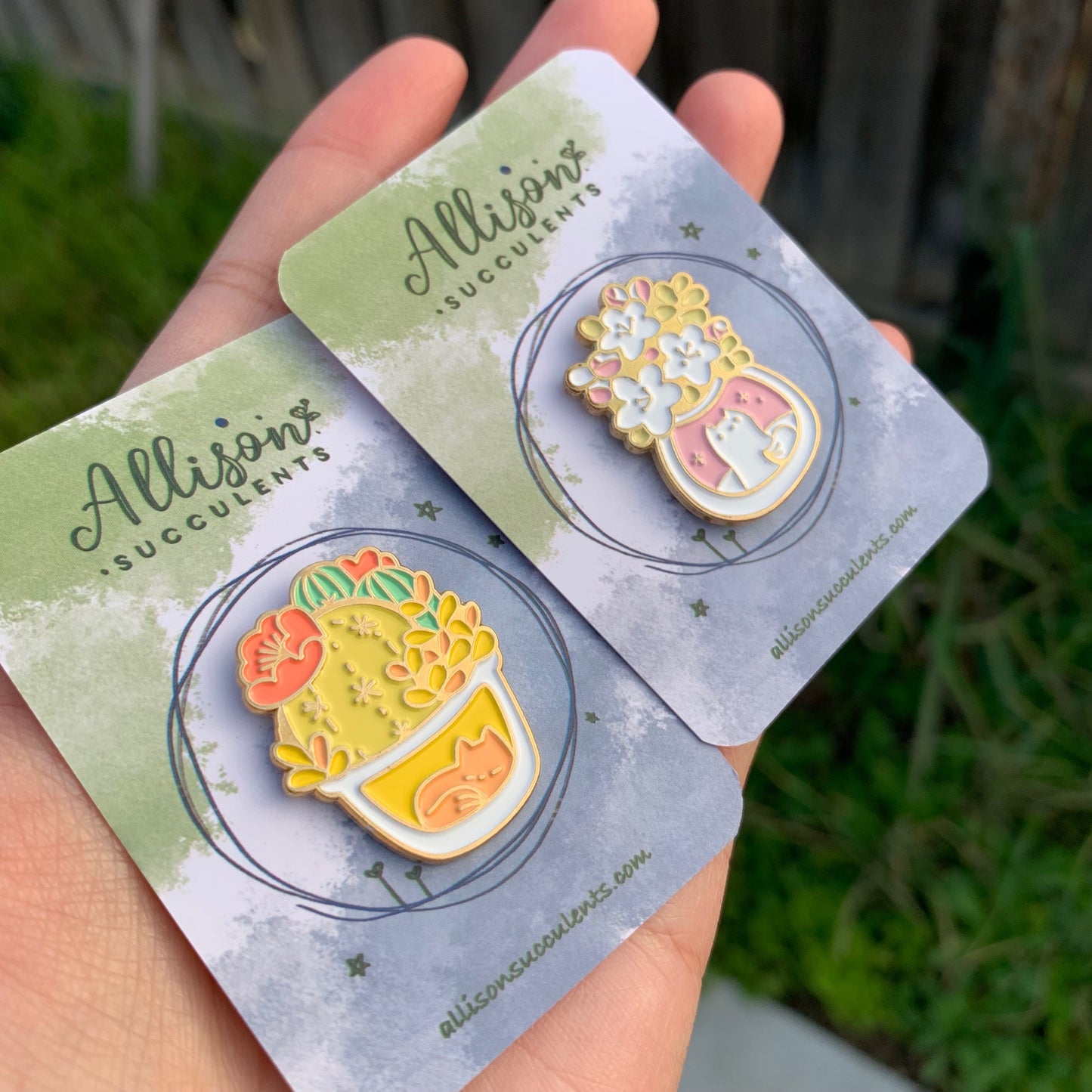 “Sleepy fox under cactus arrangements” Enamel Pin