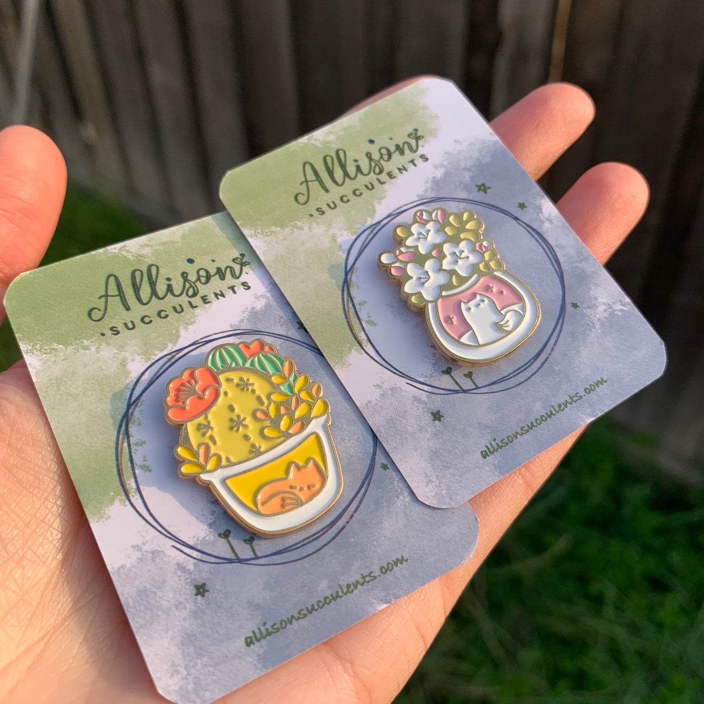 “Sleepy fox under cactus arrangements” Enamel Pin