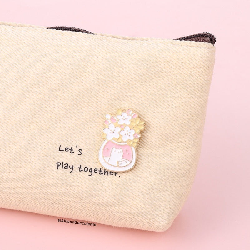 “Fox under flower bouquet” Enamel Pin