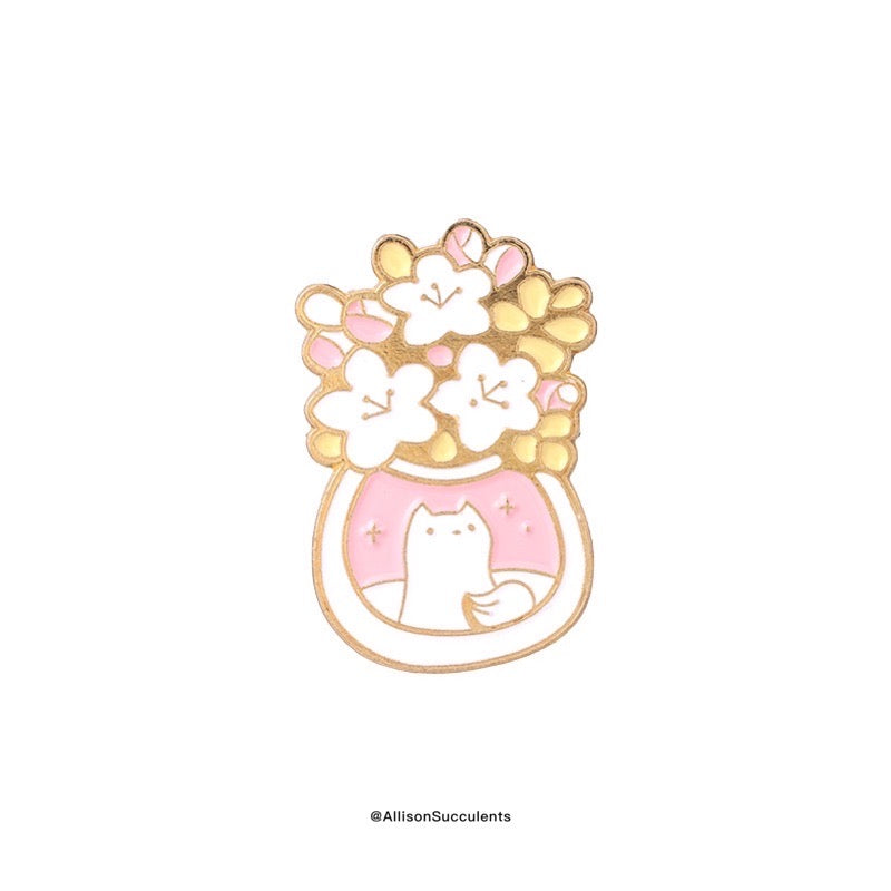 “Fox under flower bouquet” Enamel Pin