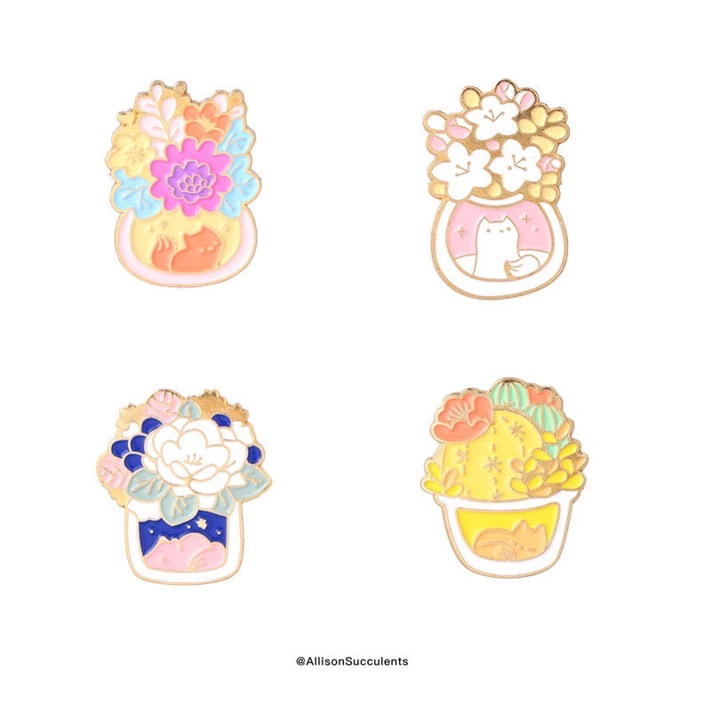 “Fox under flower bouquet” Enamel Pin