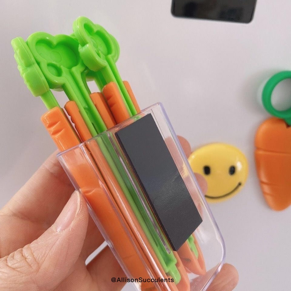 Carrot Bag Sealing Clips With Magnet Container