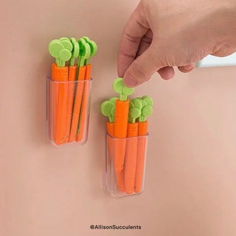 Carrot Bag Sealing Clips With Magnet Container