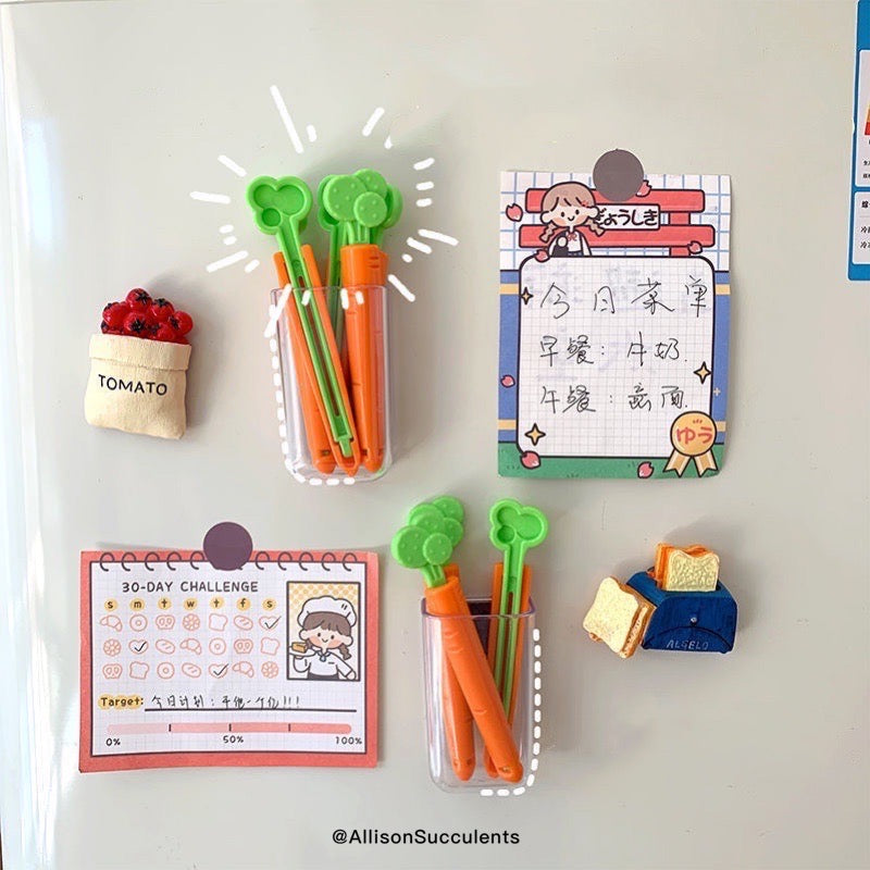 Carrot Bag Sealing Clips With Magnet Container