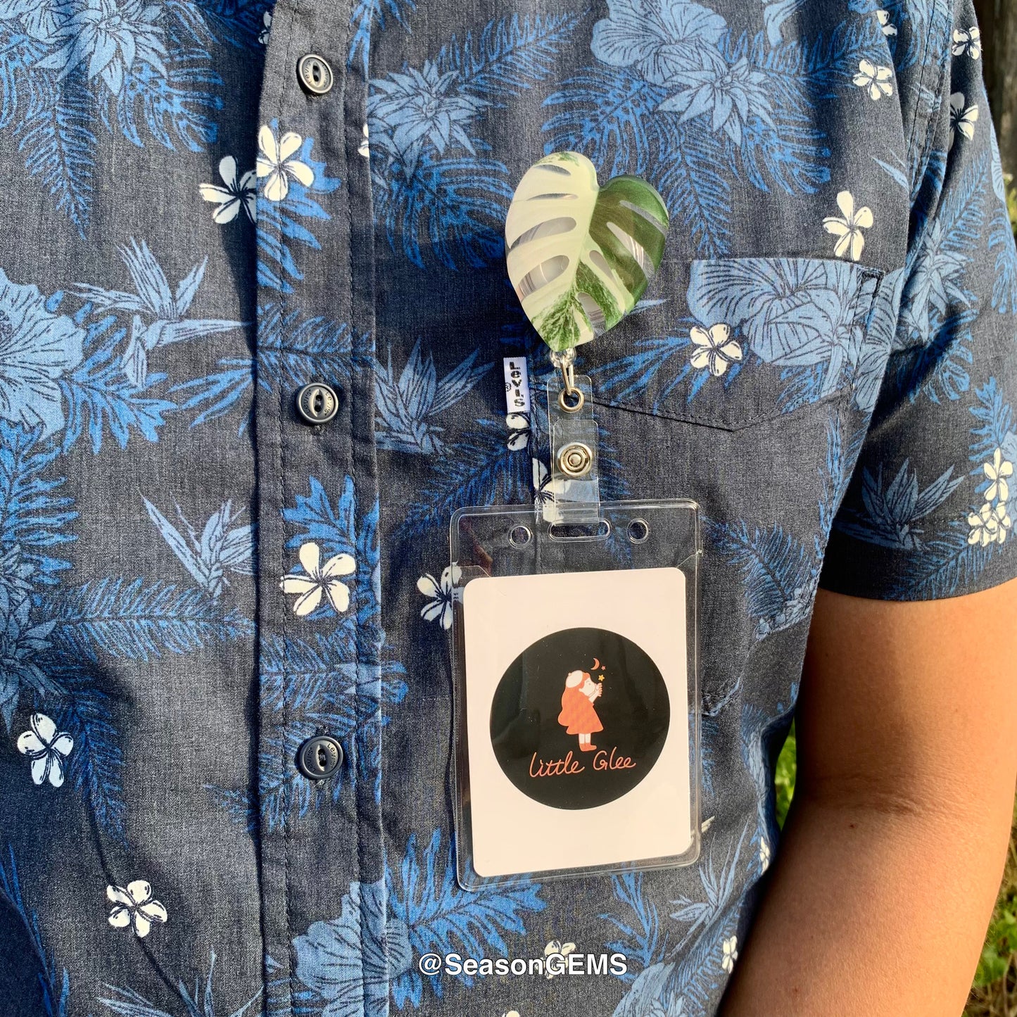 Tropical Plant Badge Reel | Realistic leaf Acrylic Badge Holder | Retractable Nurse ID Badge Reel | Plant Lovers Id holder