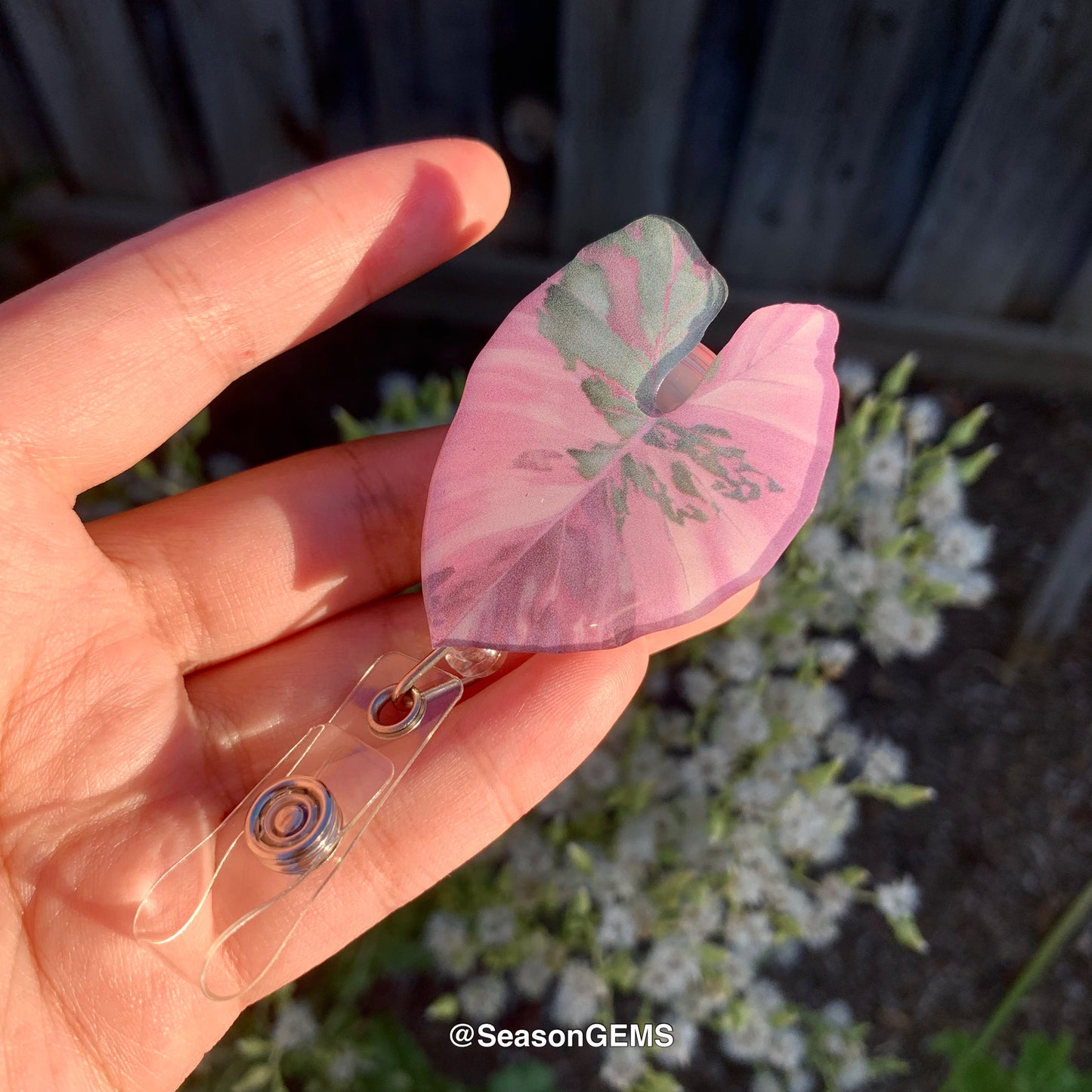 Tropical Plant Badge Reel | Realistic leaf Acrylic Badge Holder | Retractable Nurse ID Badge Reel | Plant Lovers Id holder