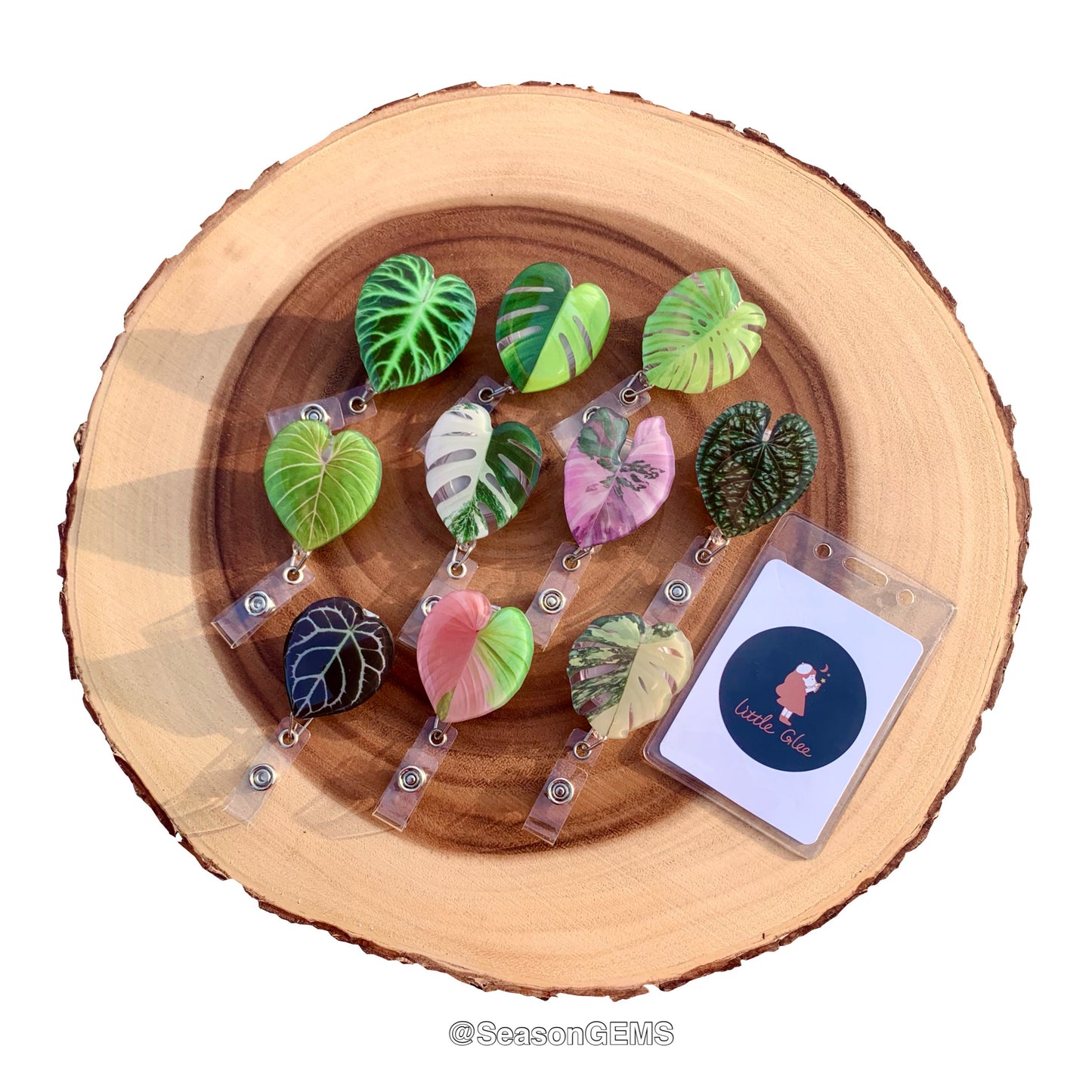 Tropical Plant Badge Reel | Realistic leaf Acrylic Badge Holder | Retractable Nurse ID Badge Reel | Plant Lovers Id holder