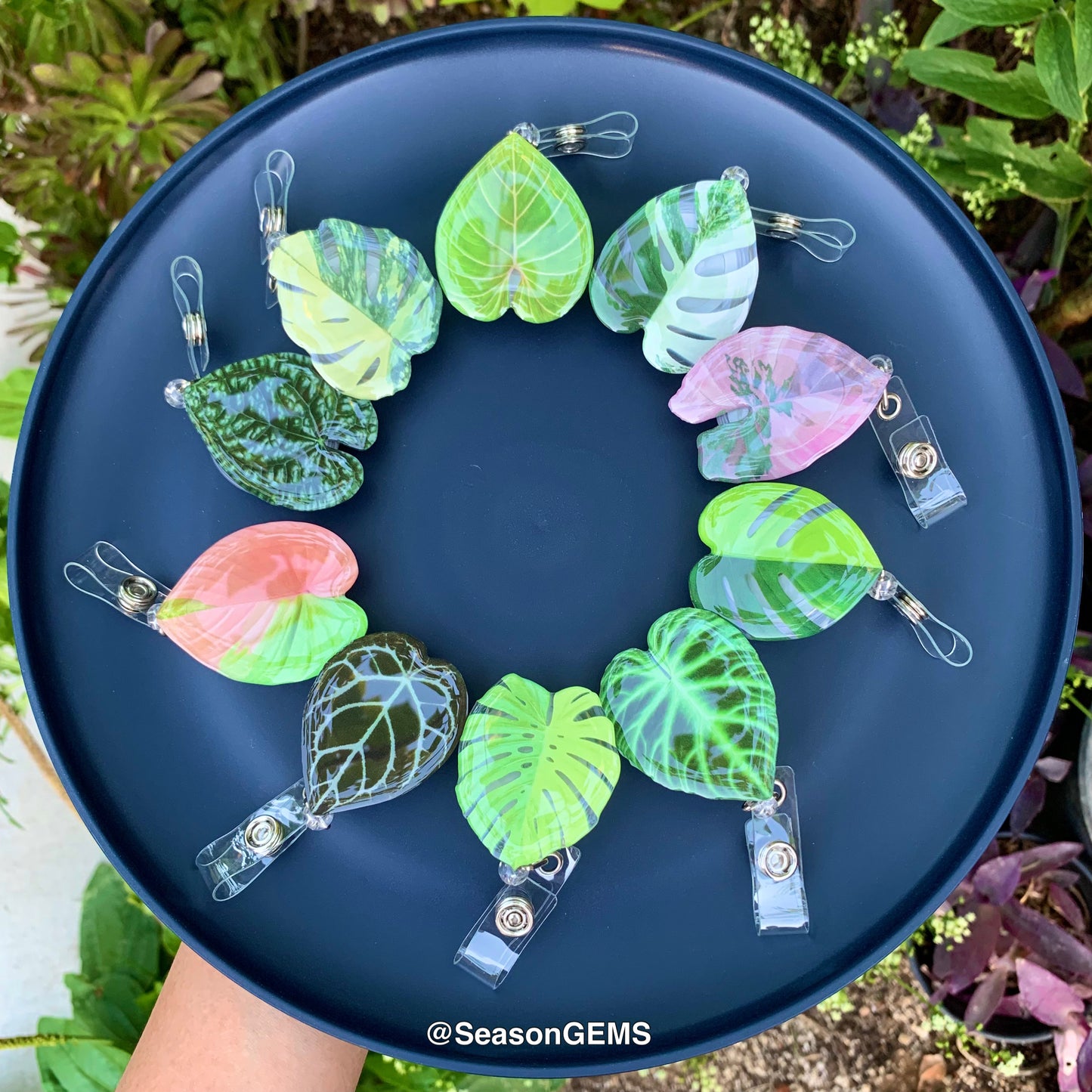 Tropical Plant Badge Reel | Realistic leaf Acrylic Badge Holder | Retractable Nurse ID Badge Reel | Plant Lovers Id holder