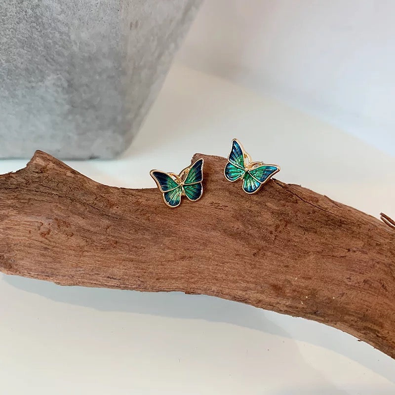 Fancy 'Blue Butterfly' Enamel Earrings