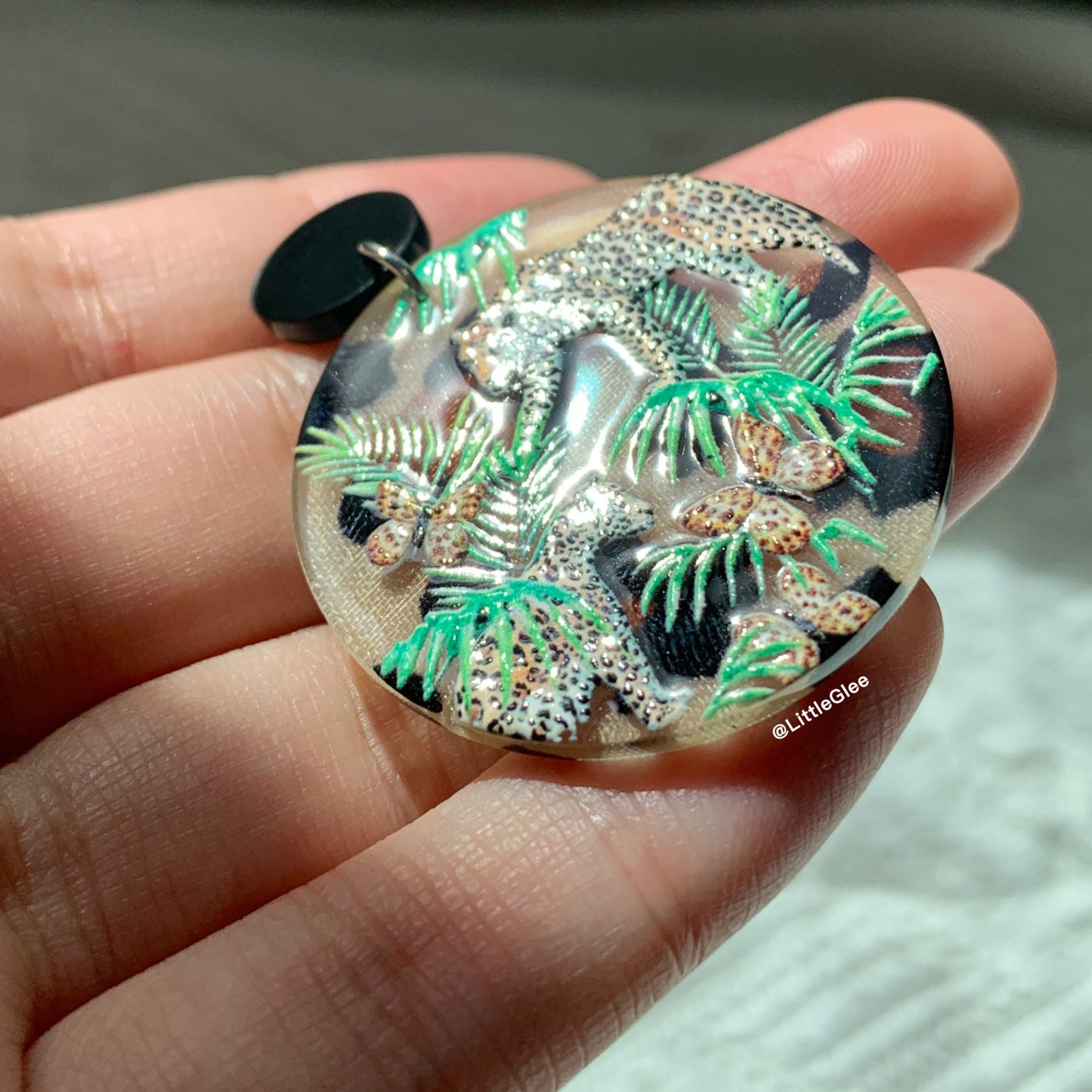 Leopard Forest Acrylic Emboss Earrings (Steel Post)