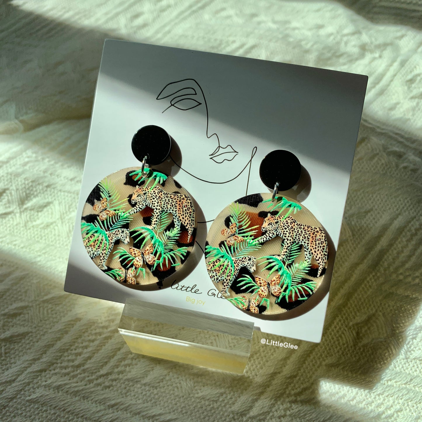 Leopard Forest Acrylic Emboss Earrings (Steel Post)
