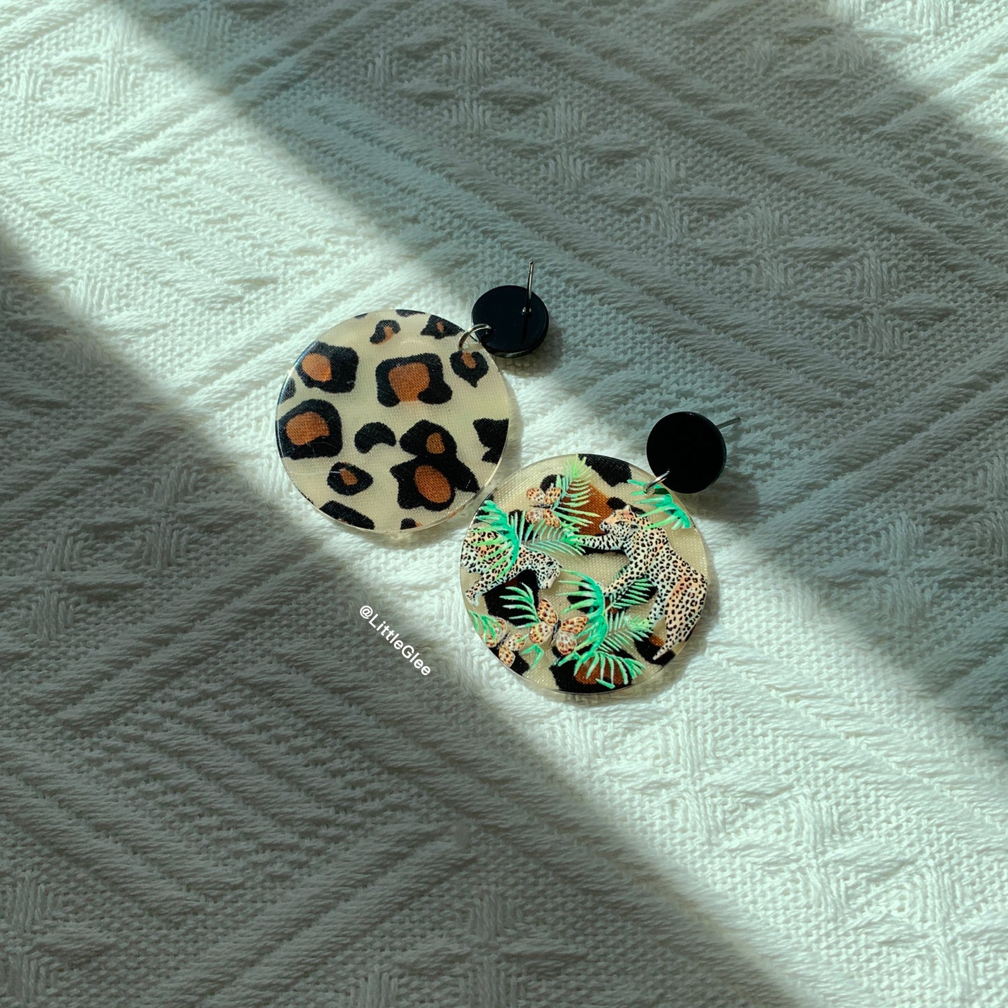 Leopard Forest Acrylic Emboss Earrings (Steel Post)
