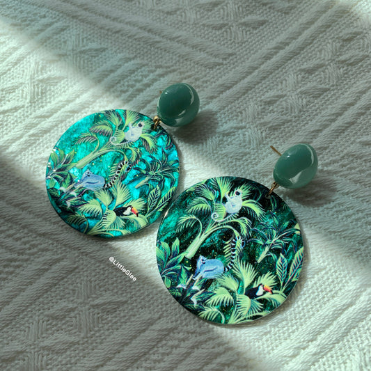 Big Rainforest Animal Emboss Acrylic Earrings (Steel Post)