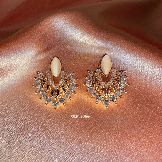 Heart Shape Rose Gold Opal Hallow Earrings (Steel Post)