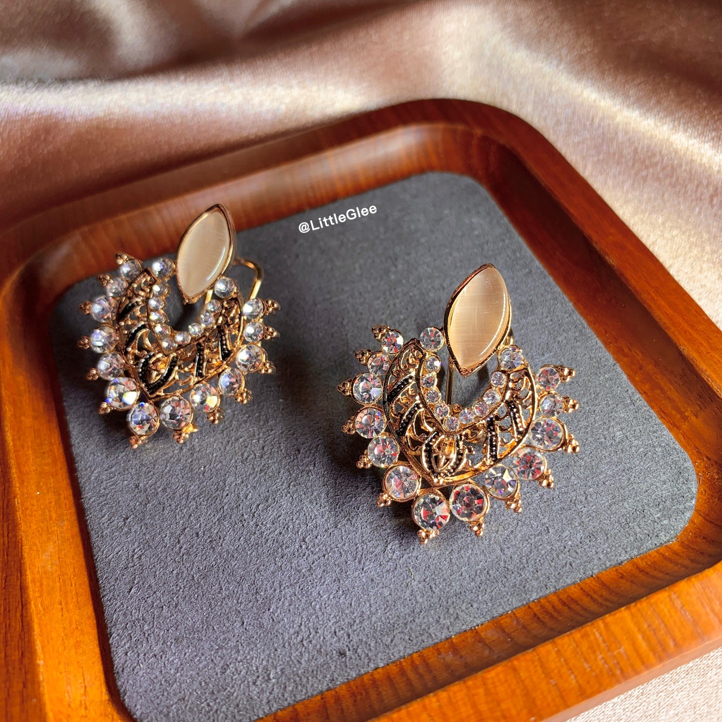 Heart Shape Rose Gold Opal Hallow Earrings (Steel Post)