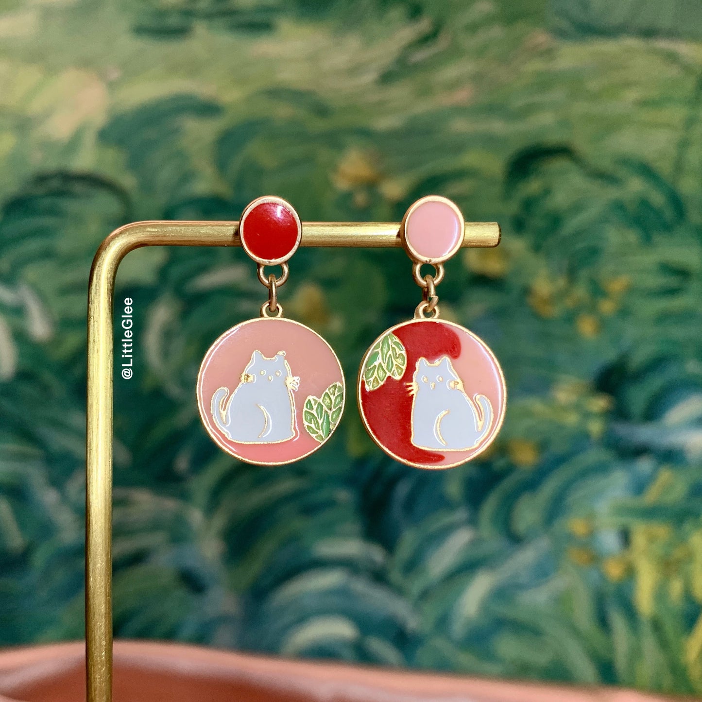 Asymmetric Kawaii Cat Enamel Earring (S925 Post)