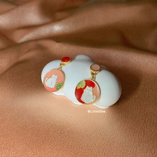 Asymmetric Kawaii Cat Enamel Earring (S925 Post)
