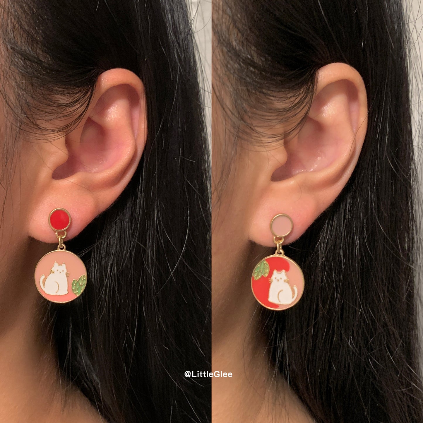Asymmetric Kawaii Cat Enamel Earring (S925 Post)