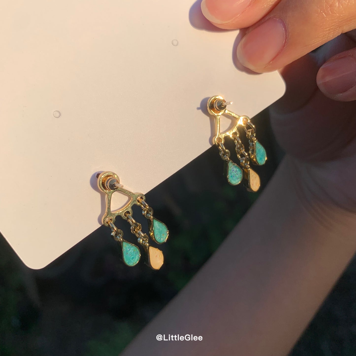Oil Painted Cloud Raindrop Enamel 2 Ways to wear Earrings (S925 Post) #light blue Raindrops