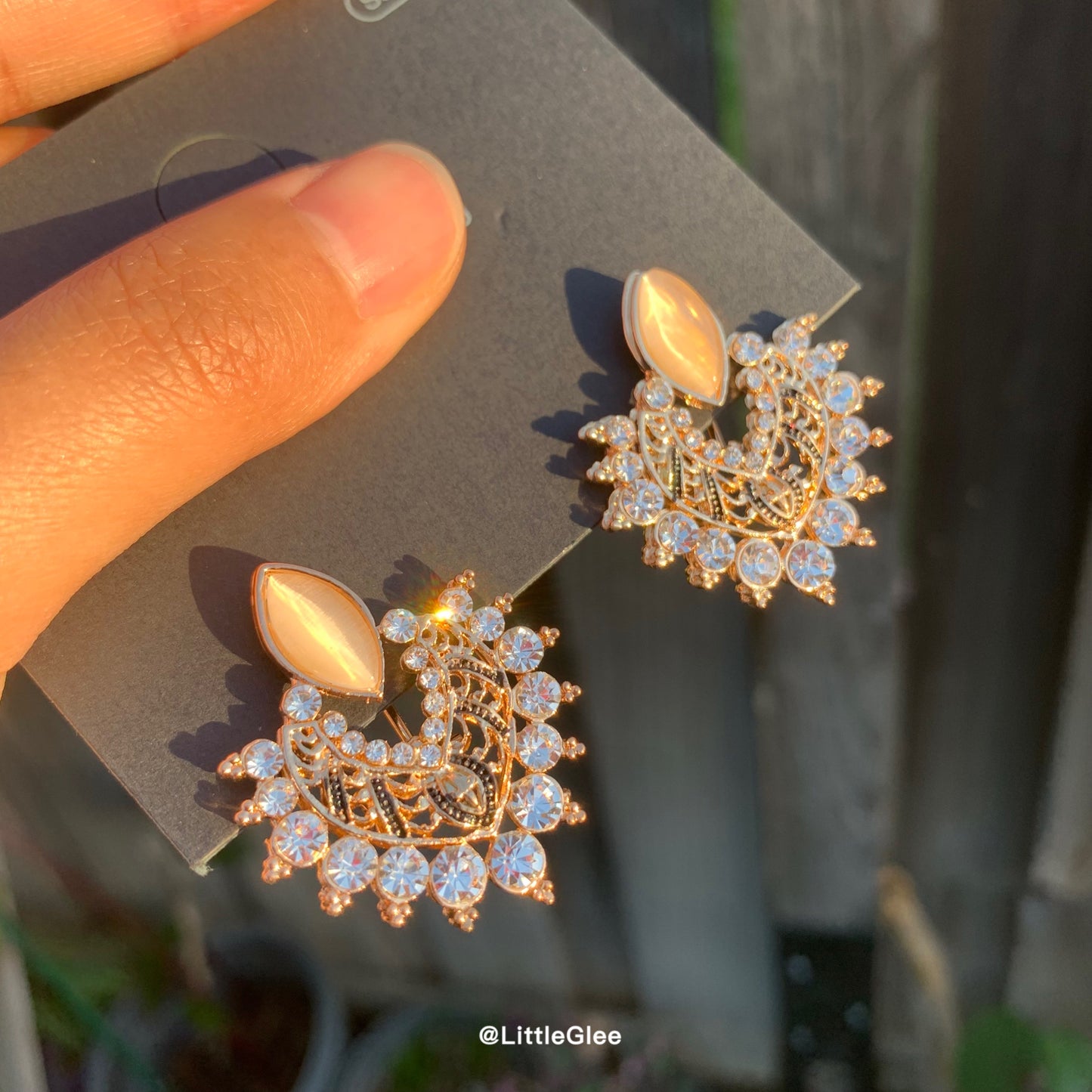 Heart Shape Rose Gold Opal Hallow Earrings (Steel Post)