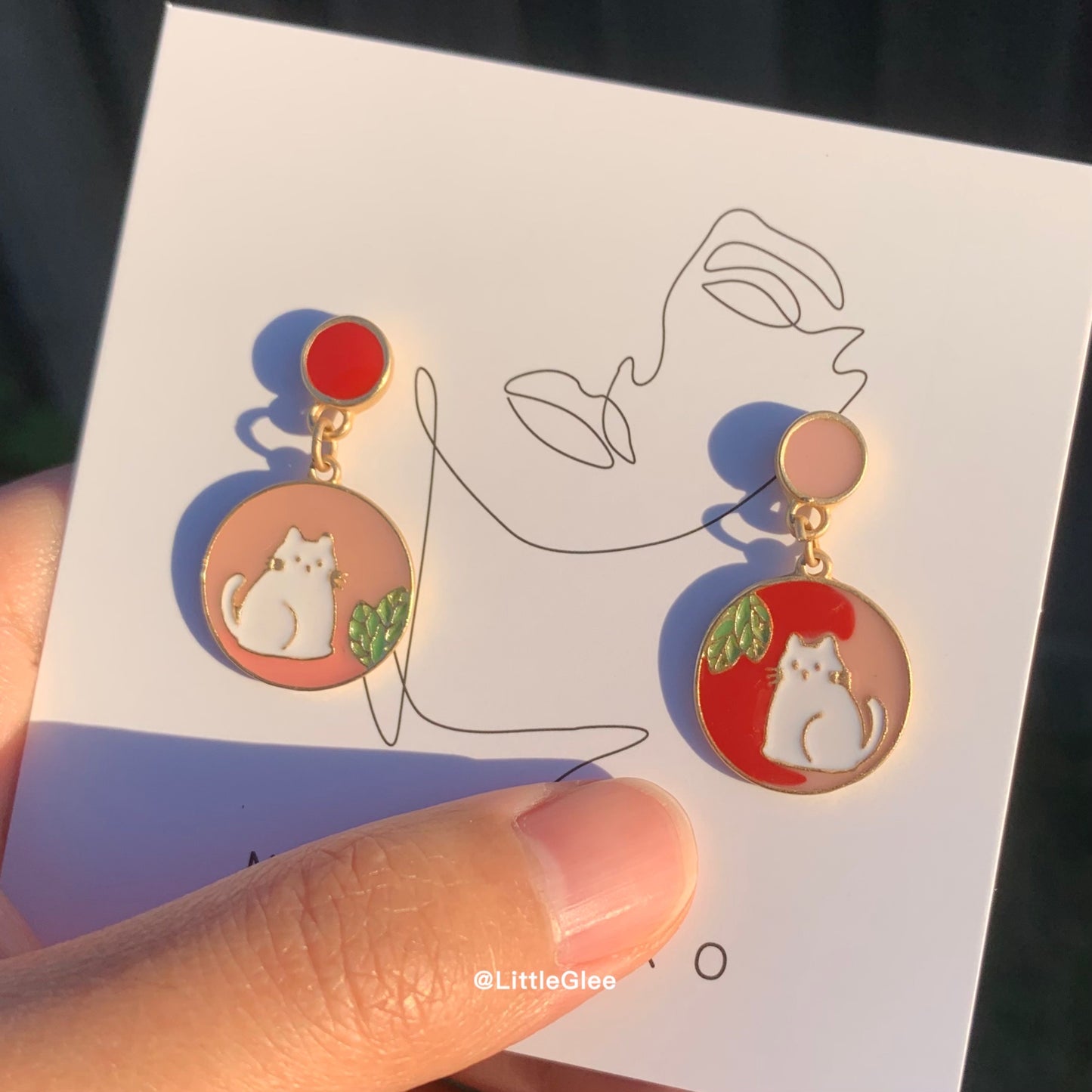 Asymmetric Kawaii Cat Enamel Earring (S925 Post)
