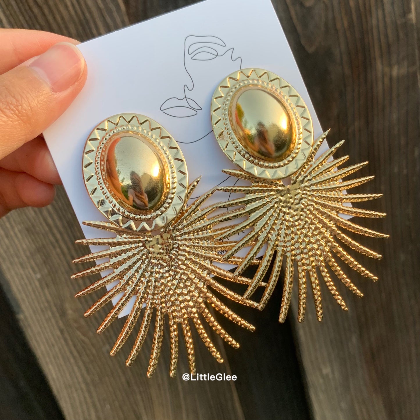 Huge Golden Vintage Titanium Alloy Earrings (Iron Post)