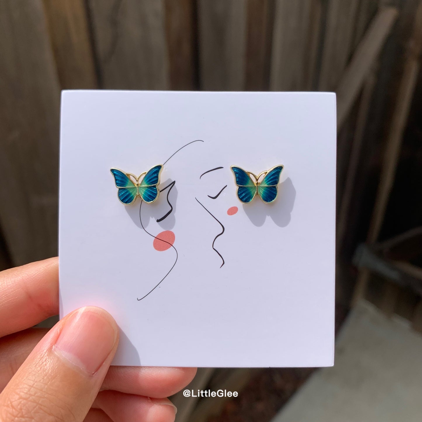 Fancy 'Blue Butterfly' Enamel Earrings