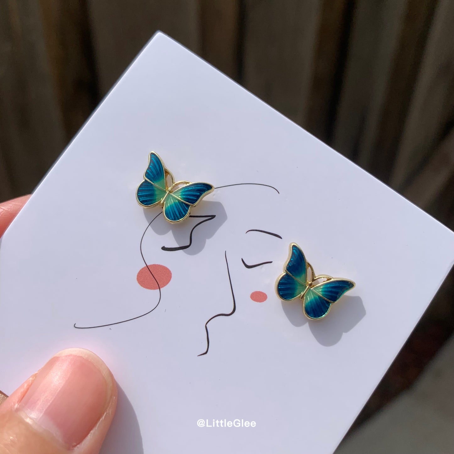Fancy 'Blue Butterfly' Enamel Earrings