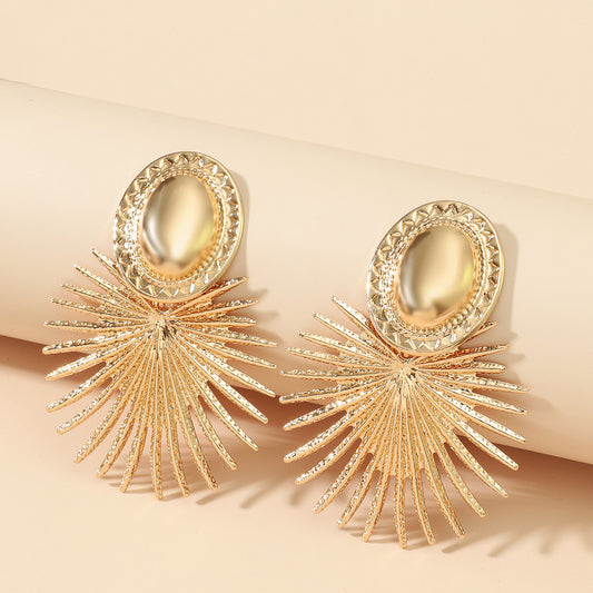 Huge Golden Vintage Titanium Alloy Earrings (Iron Post)
