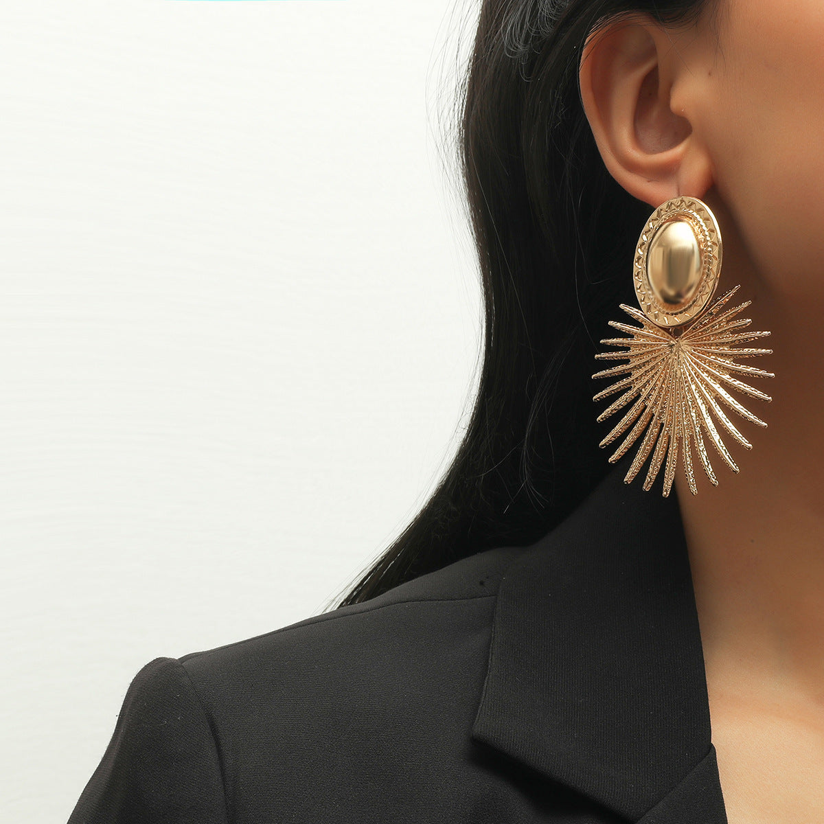 Huge Golden Vintage Titanium Alloy Earrings (Iron Post)