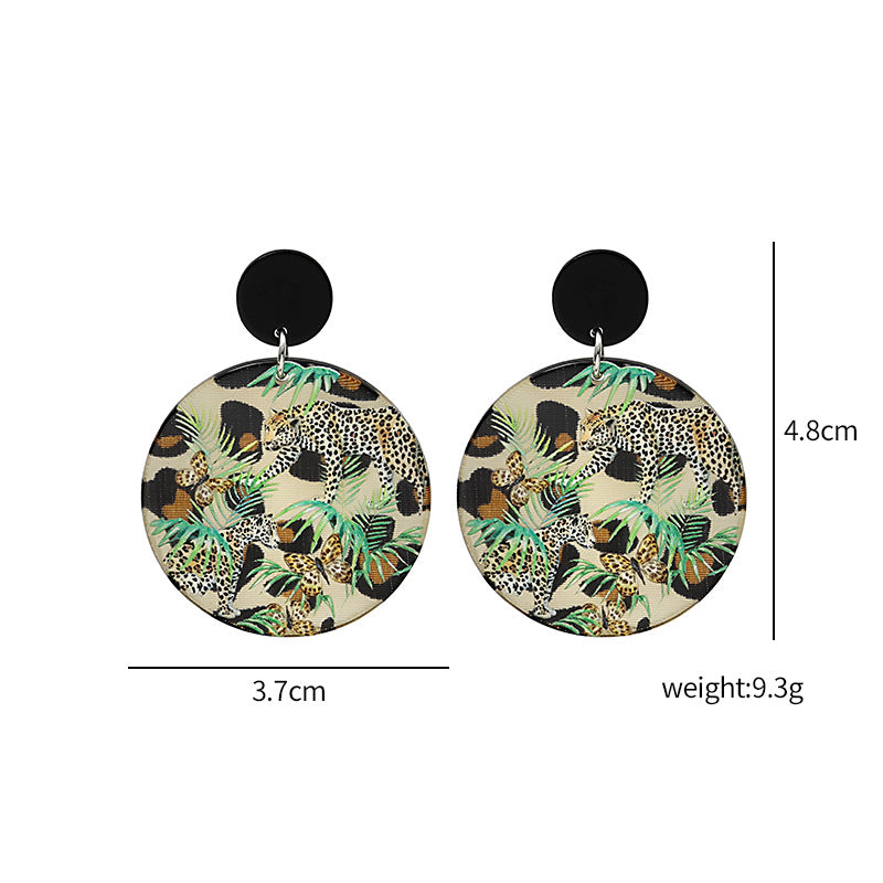 Leopard Forest Acrylic Emboss Earrings (Steel Post)