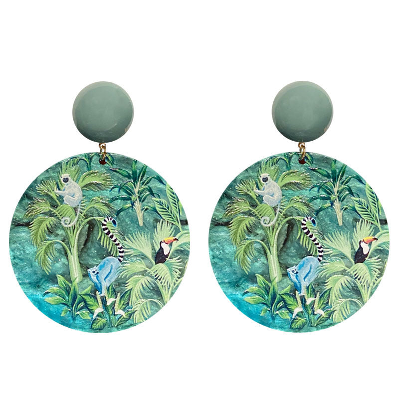 Big Rainforest Animal Emboss Acrylic Earrings (Steel Post)