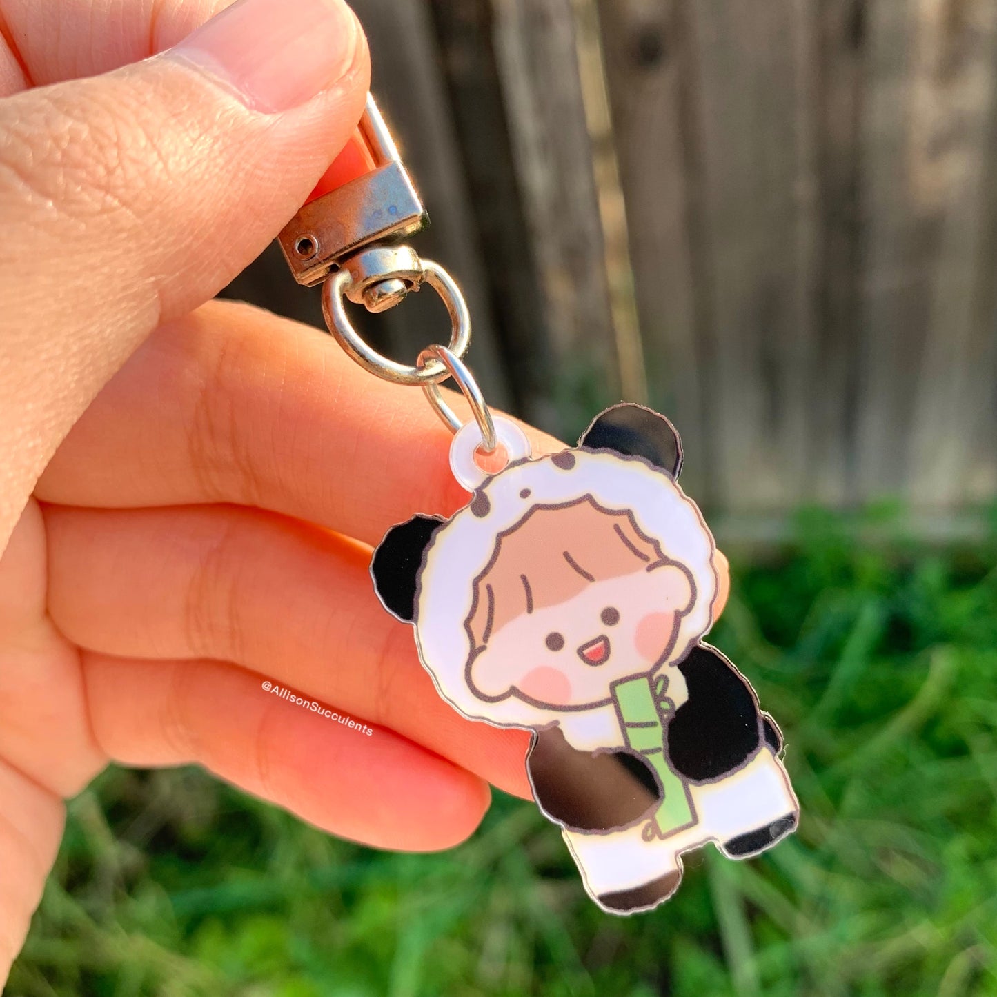 Cute “Panda Boy Loves Bamboo” Keychain