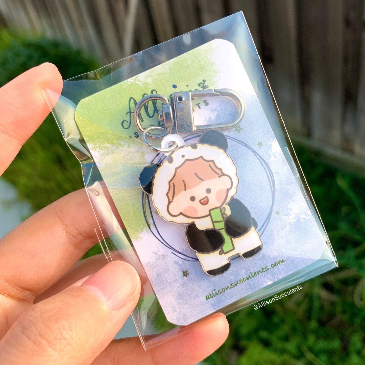 Cute “Panda Boy Loves Bamboo” Keychain