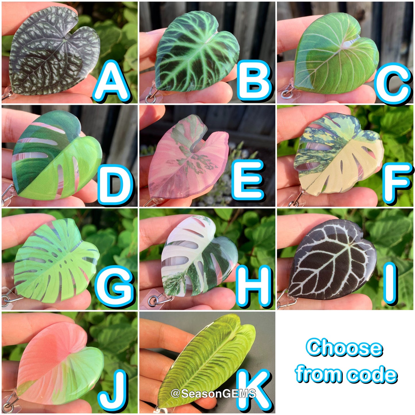 Tropical Plant Badge Reel | Realistic leaf Acrylic Badge Holder | Retractable Nurse ID Badge Reel | Plant Lovers Id holder