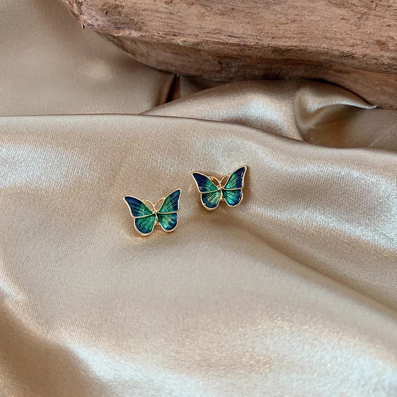 Fancy 'Blue Butterfly' Enamel Earrings