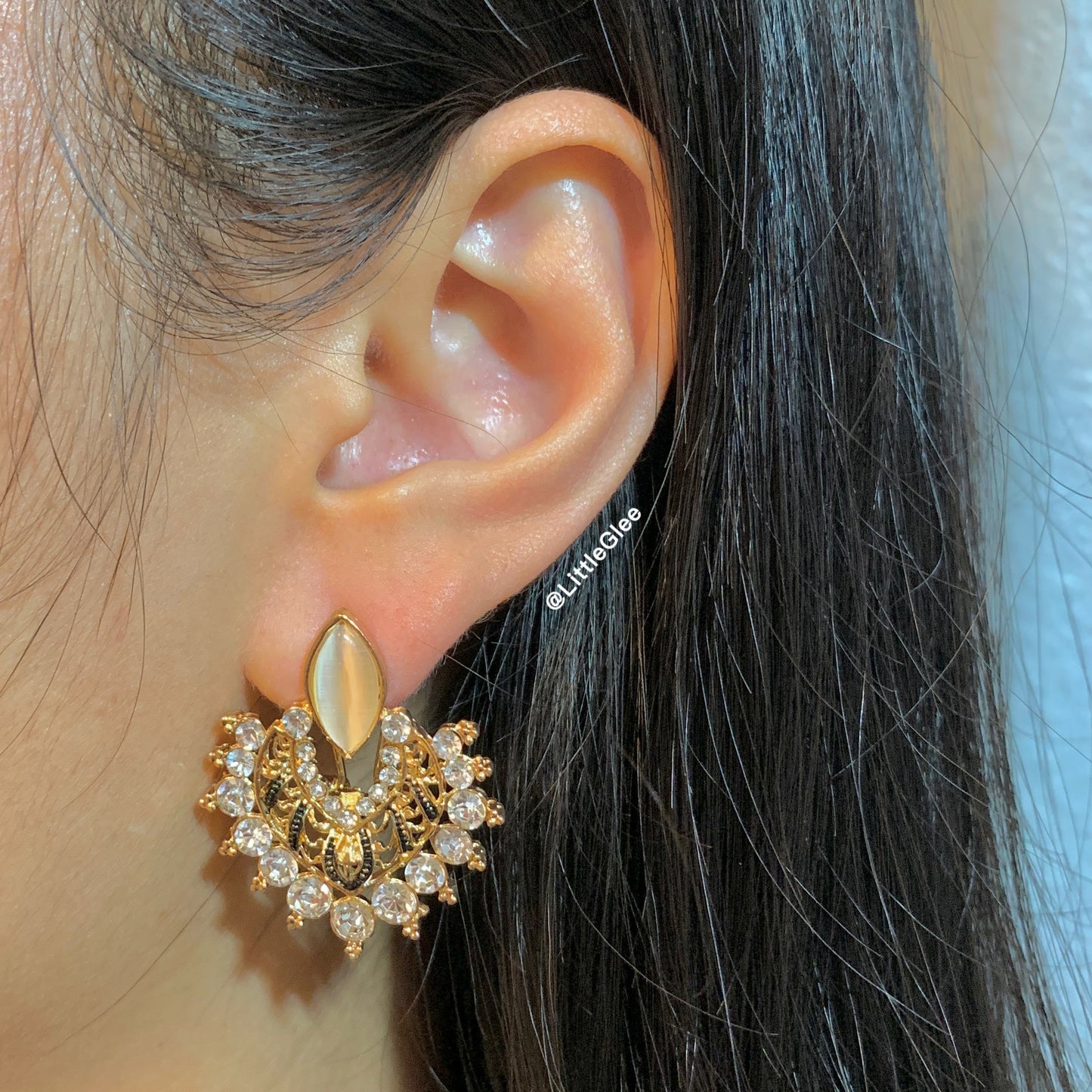 Heart Shape Rose Gold Opal Hallow Earrings (Steel Post)