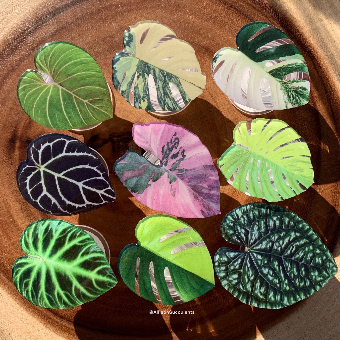 9 PCS Tropical Plant Phone Grip / Realistic leaf Acrylic Switchable Phone stand